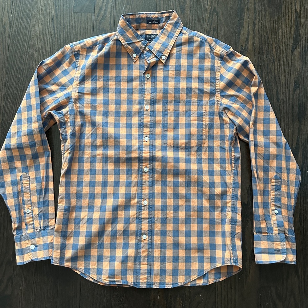 J. Crew Blue and Orange Plaid Casual Shirt